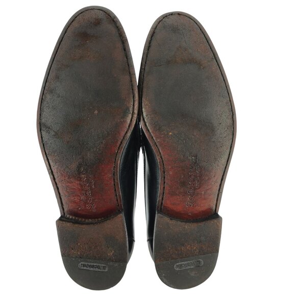 A. Testoni Mens Black Leather Bit Loafers Size 8.5 Italian Dress Shoes Classic V - Picture 5 of 12